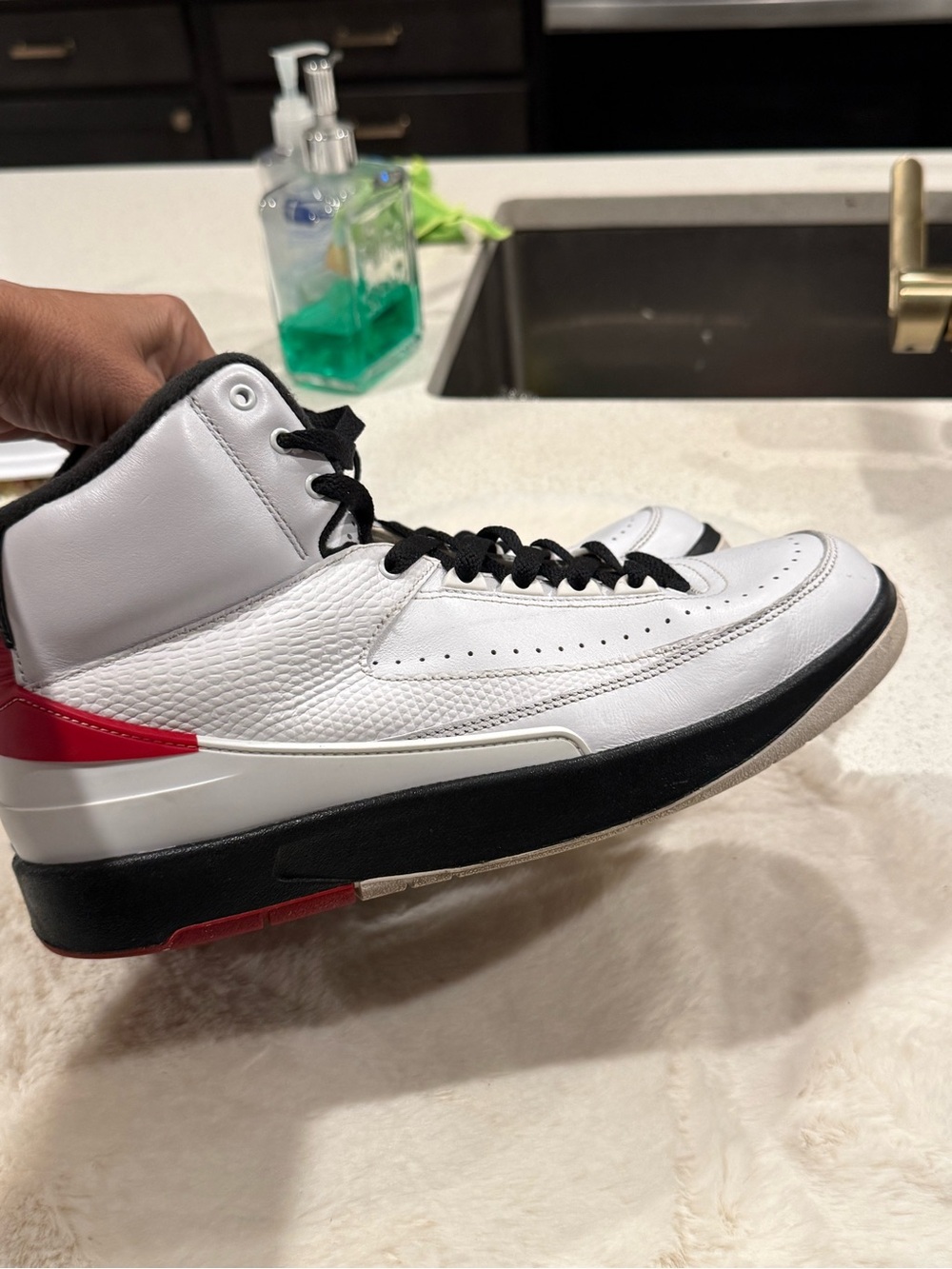 Jordan White Black Red High-Top Sneakers - Picture 6 of 7